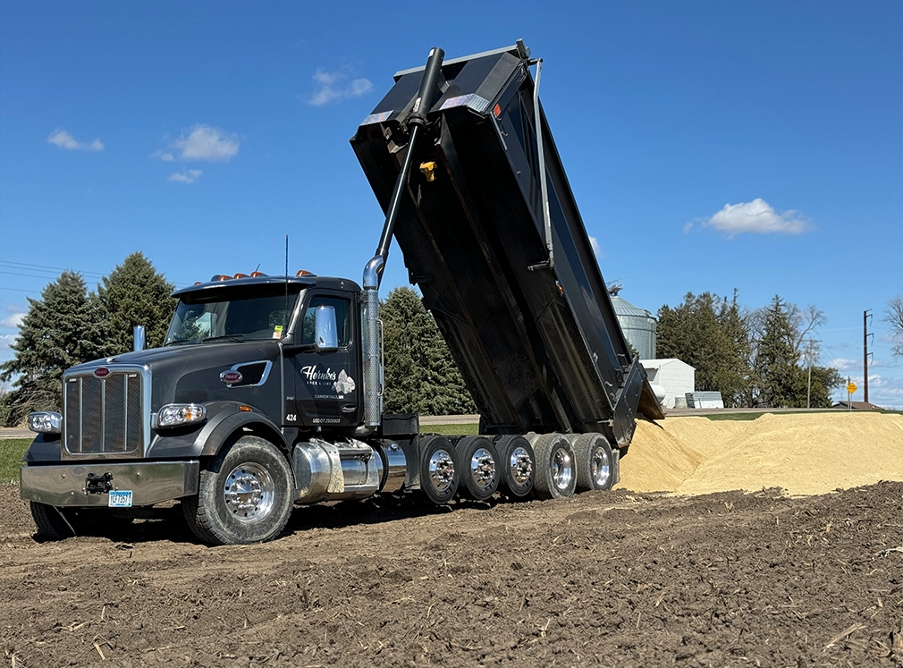 Lime Spreading Truck Dump truck unloading lime